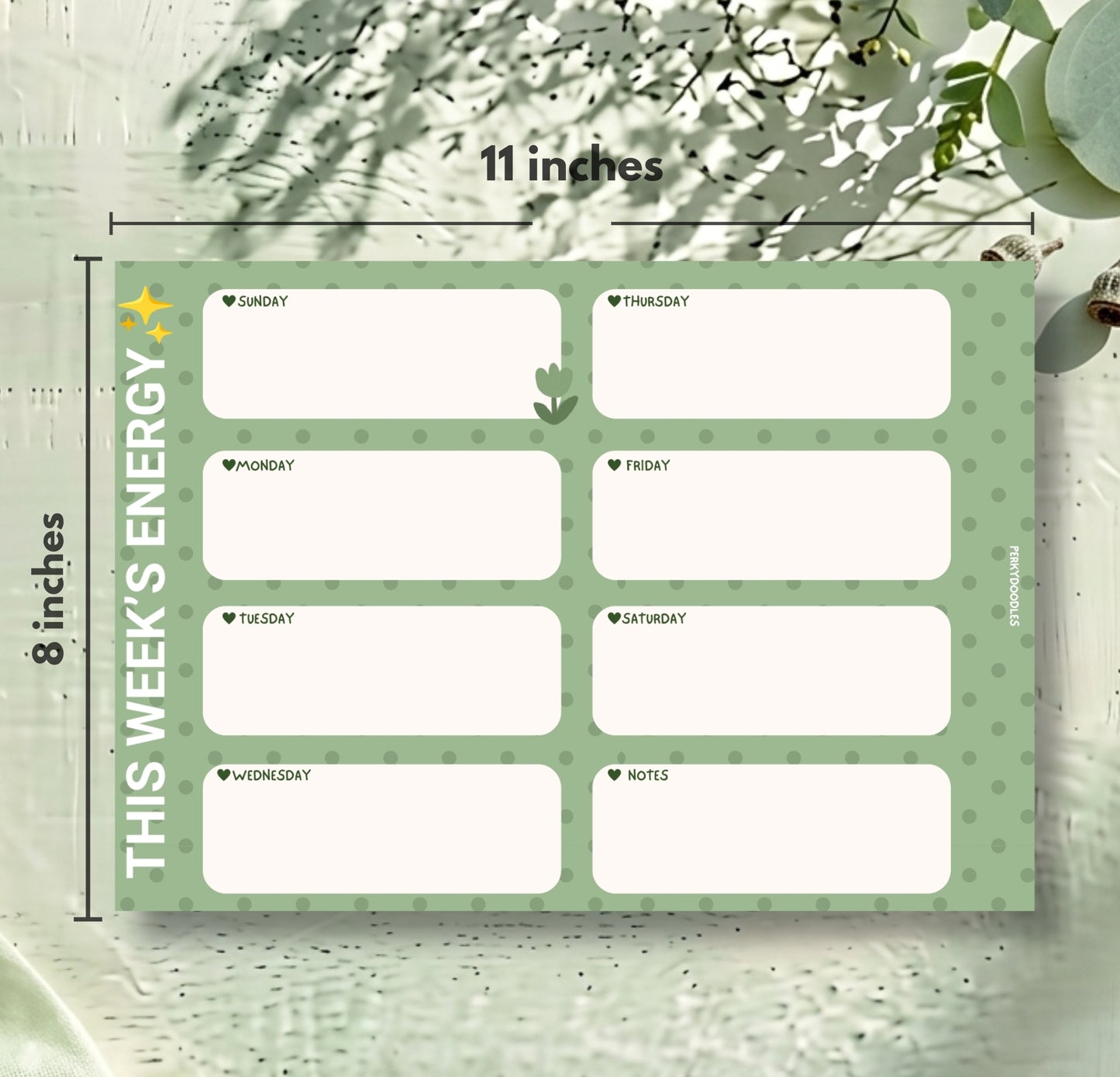 Sage Serenity A4 Weekly Planner | A4 Undated Weekly Desk Planner
