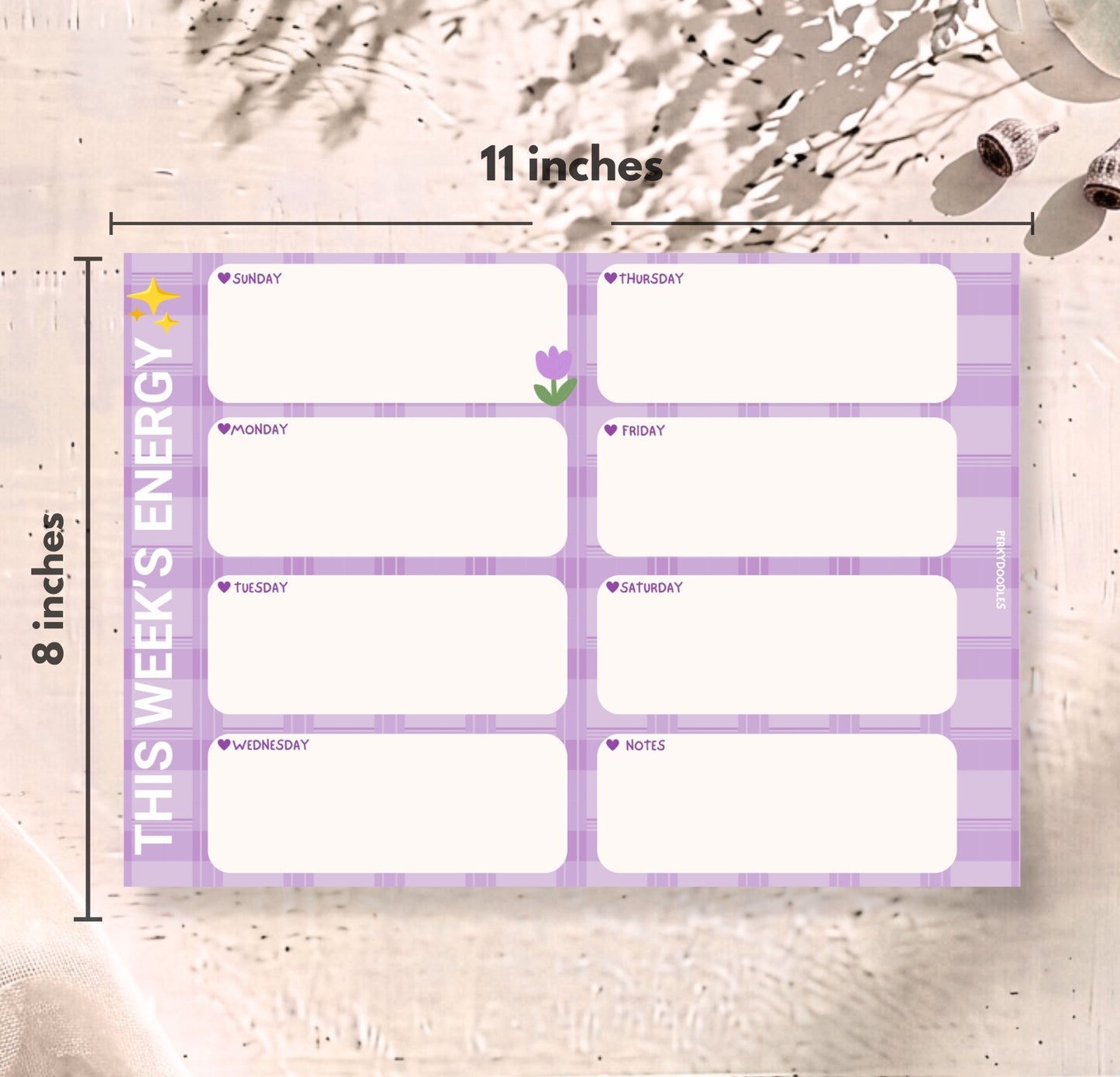 Purple Weekly Planner Pad | A4 Undated Weekly Desk Planner