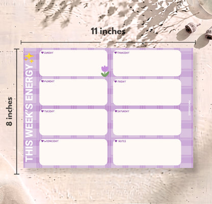 Purple Weekly Planner Pad | A4 Undated Weekly Desk Planner