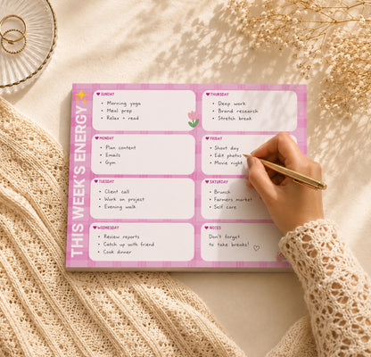 Blush Bloom Weekly Planner Pad (Pink) | A4 Undated Planner