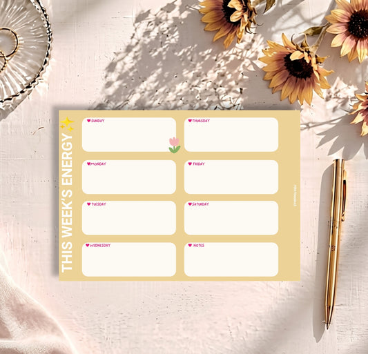 Buttercup Days Weekly Planner Pad (Yellow) | A4 Undated Planner