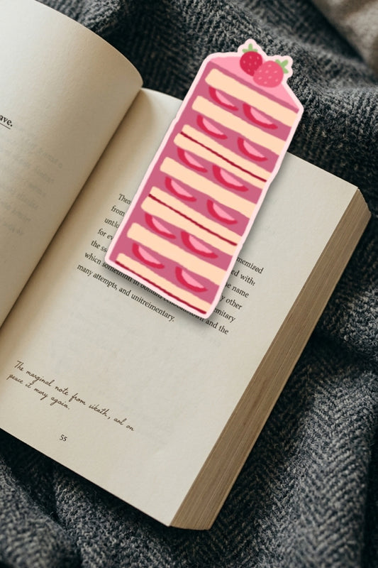 Berry Slice Bookmark | Cute Strawberry Cake Bookmark