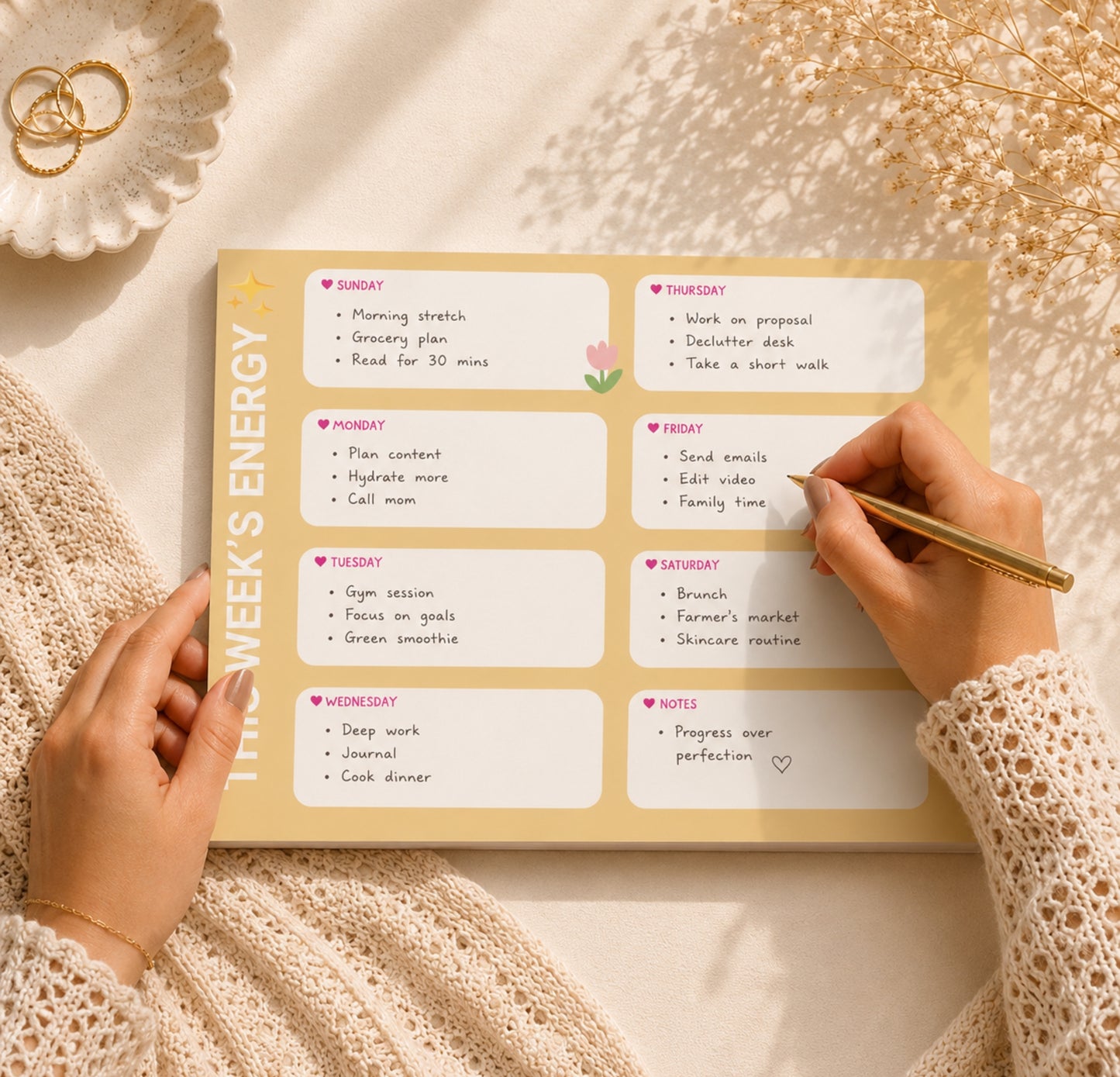 Buttercup Days Weekly Planner Pad (Yellow) | A4 Undated Planner