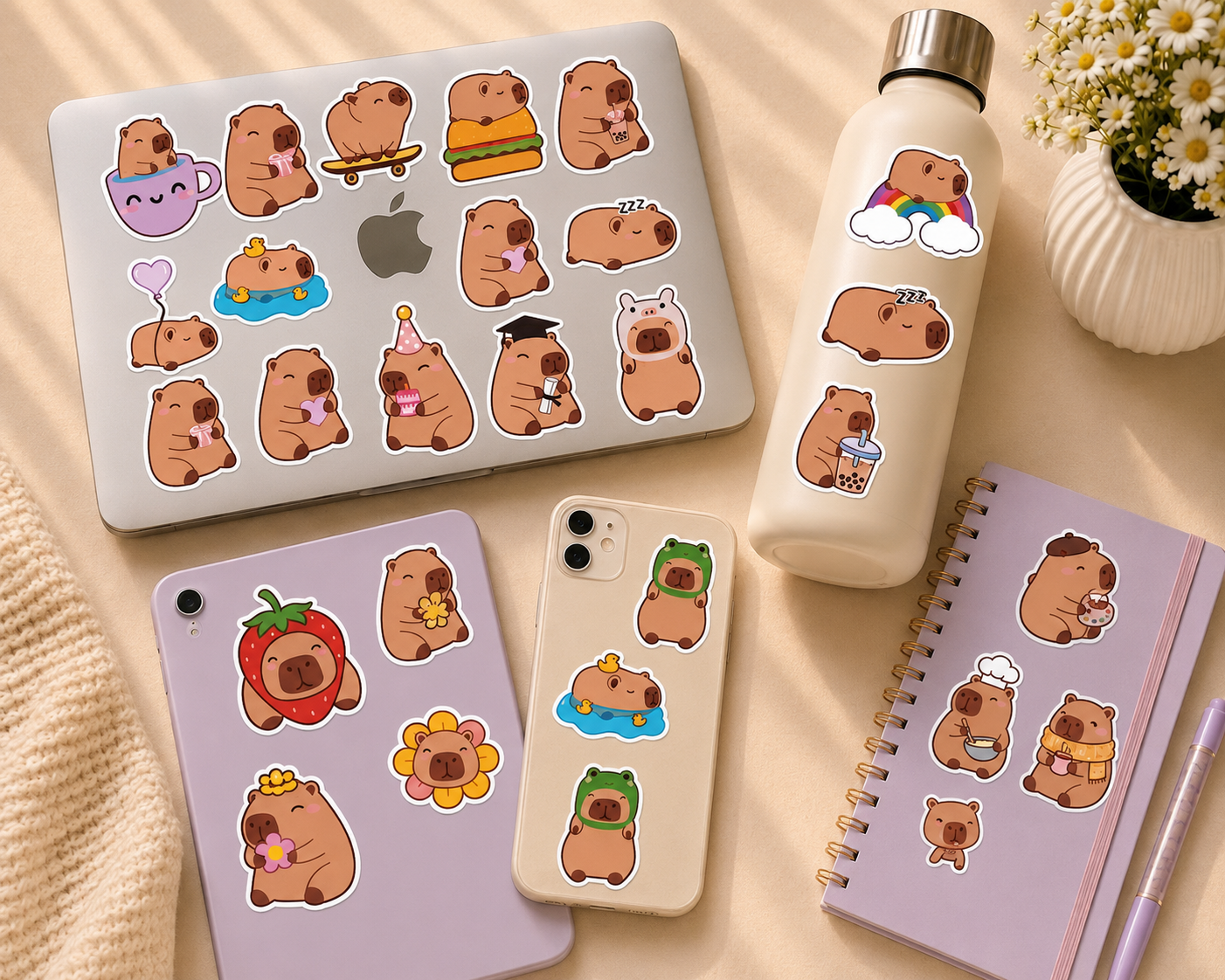 Cute Capybara Sticker Sheet