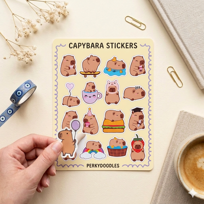 Cute Capybara Sticker Sheet
