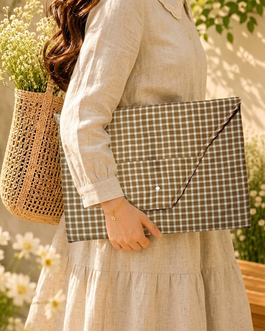 Laptop Sleeve- Vintage Brown Checkered