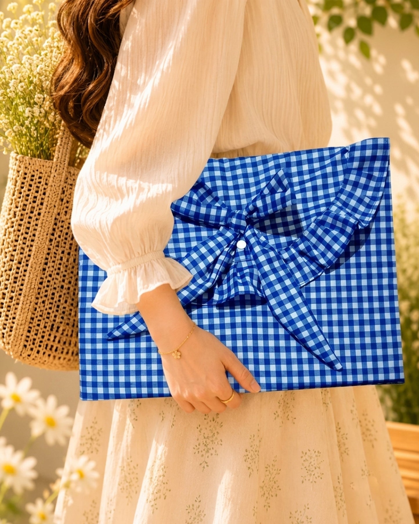 Laptop Sleeve-Blue Gingham